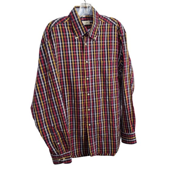 Christian Berg Stockholm Mens Size L Shirt Button Down 100% Cotton Plaid Navy - Picture 1 of 10